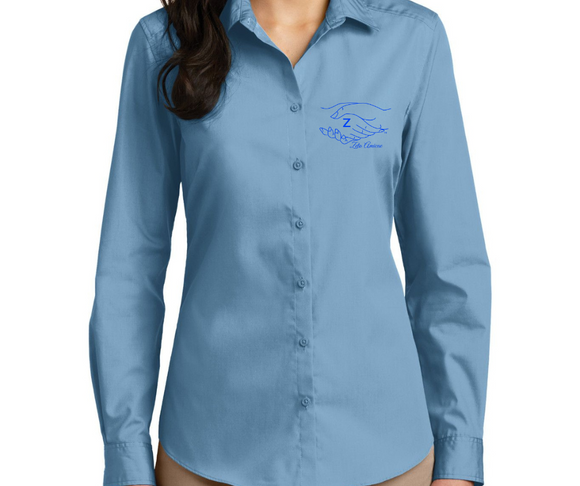 Carolina Blue - Zeta Amicae Long Sleeve Woven Shirt-FINAL SALE