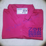 Exclusive Zeta's wear pink polo shirt in support of Breast Cancer.