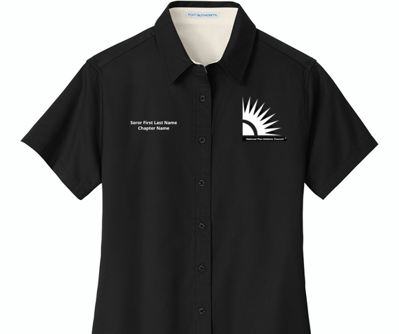 NPHC (National Pan-Hellenic Council) Female Short Sleeve Button-Down