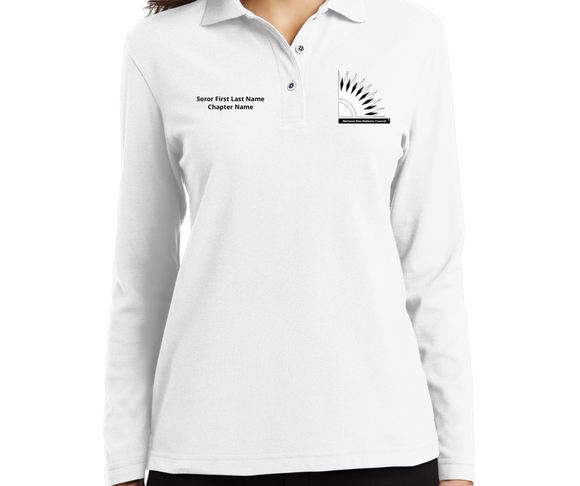 NPHC (National Pan-Hellenic Council) Long Sleeve Polo - WHITE