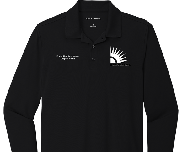 NPHC (National Pan-Hellenic Council) Long Sleeve Polo - BLACK