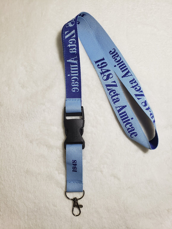 Zeta Amicae Embroidered Light Blue and Royal Blue Lanyard