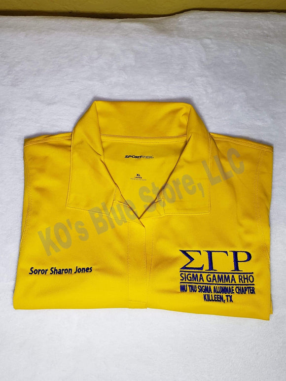 Sigma Gamma Rho Sorority, Inc. Customized Polo w/ Greek Letters