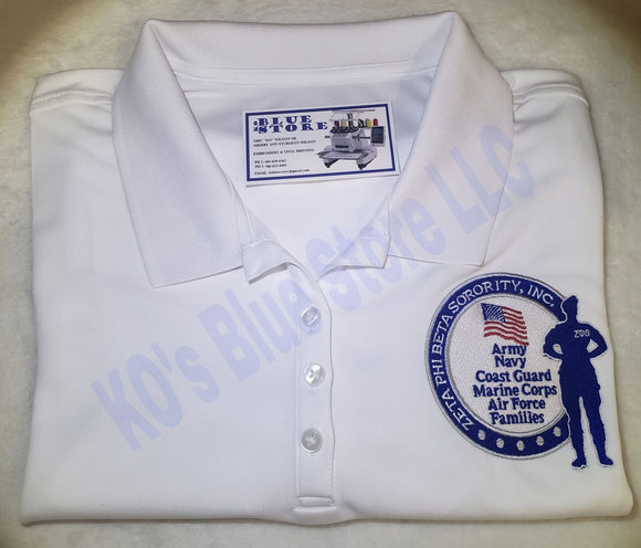 Zeta Phi Beta White Military Initiative Polo